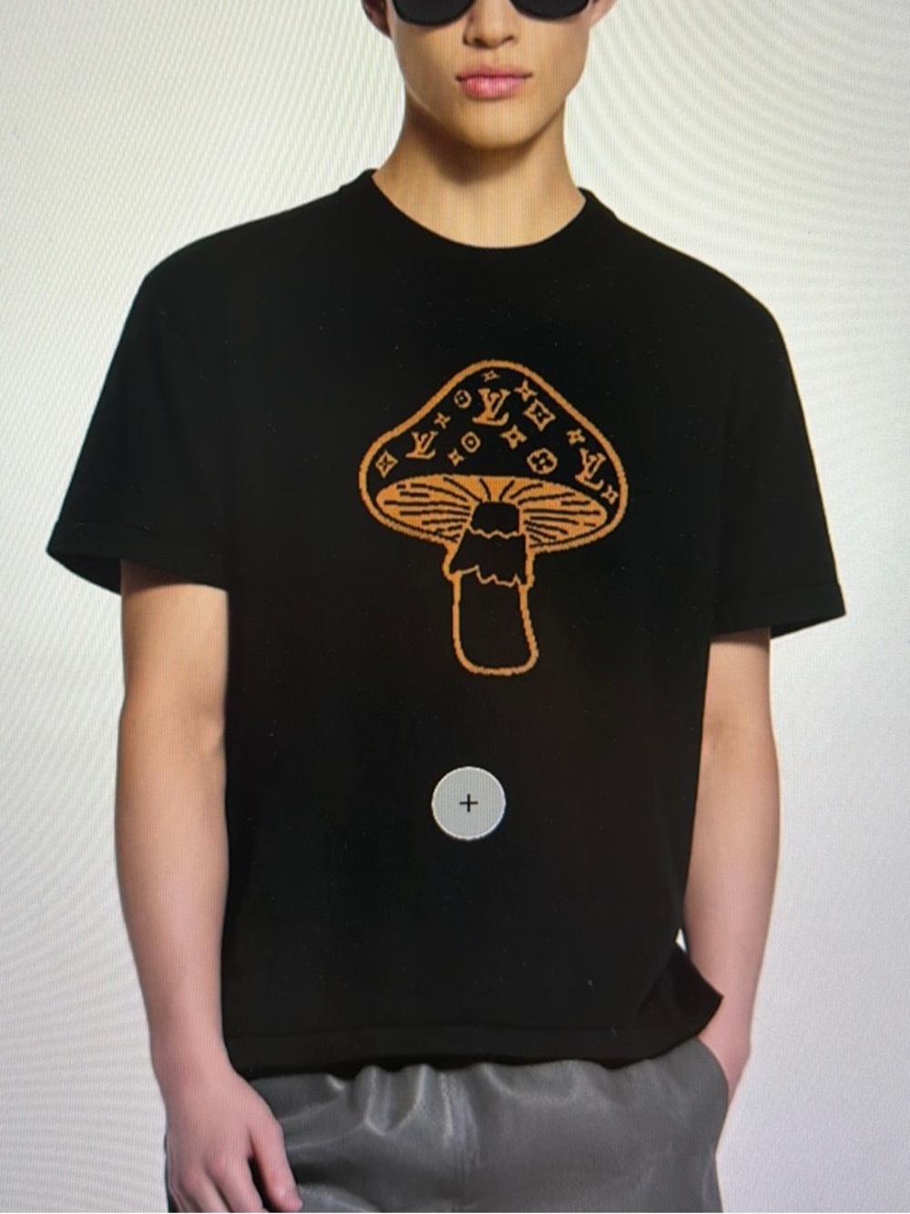 Louis Vuitton Black Tee with Orange Logo Mushroom Graphic